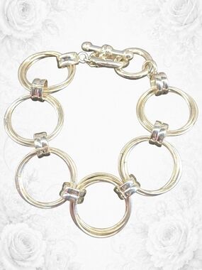 Linked Circle Bracelet - Silver Tone Jewelry